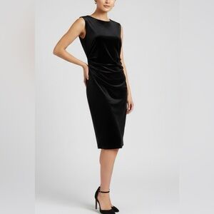 Apt. 9 Womens Black Velour Ruched Sheath Bodycon Open Back cocktail Dress S